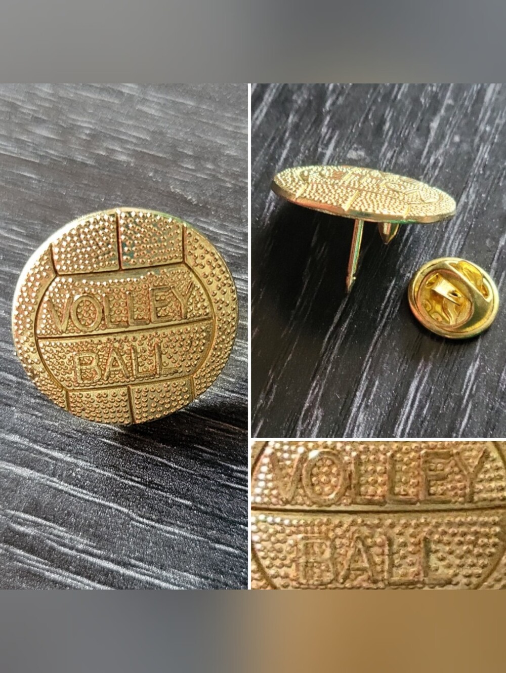 VOLLEYBALL Varsity High School Letterman Jacket Gold Tone Tack Pin, 0.75"x0.75"